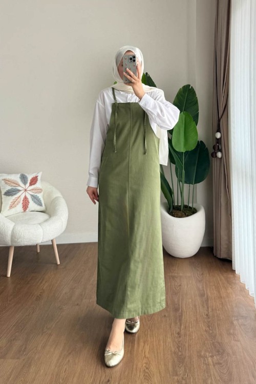 İpli Askılı Gabardin Jile Yeşil