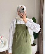 İpli Askılı Gabardin Jile Yeşil