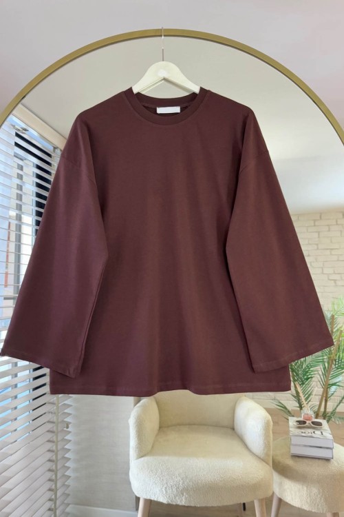 Basic Süprem Sweatshirt Kahverengi