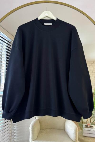Salaş İnterlok Sweatshirt Siyah
