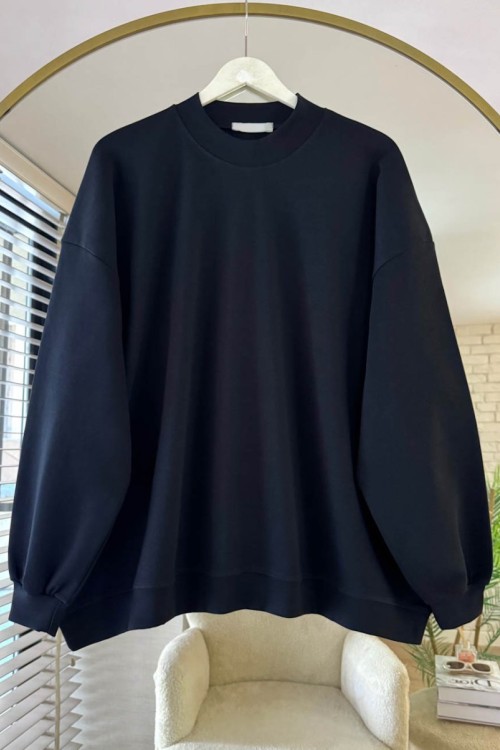 Salaş İnterlok Sweatshirt Siyah