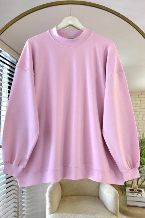 Salaş İnterlok Sweatshirt Pembe