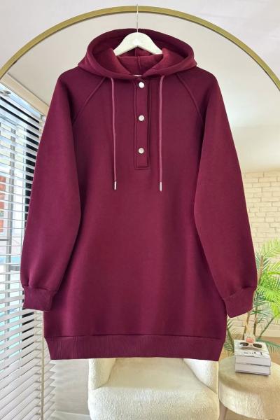 Patı Çıtçıtlı Kapüşonlu Sweathirt