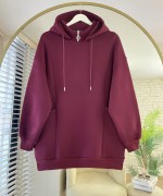 Torba Cepli Üç İplik Sweatshirt Bordo