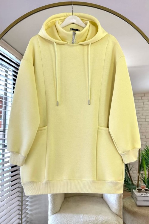Torba Cepli Üç İplik Sweatshirt Sarı