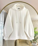 Kapüşonlu Oversize Sweatshirt Beyaz