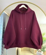 Kapüşonlu Oversize Sweatshirt Bordo