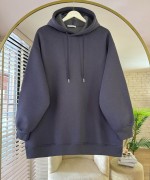 Kapüşonlu Oversize Sweatshirt Füme