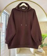 Kapüşonlu Oversize Sweatshirt Kahverengi