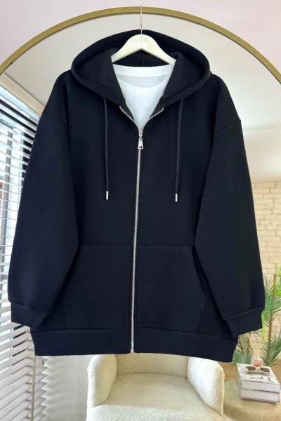 Oversize Fermuarlı Hırka