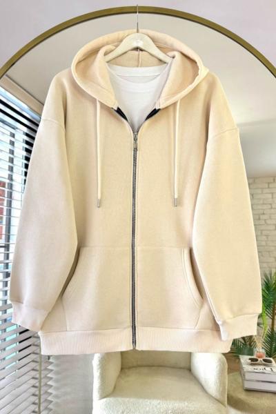 Oversize Fermuarlı Hırka