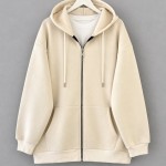 Oversize Fermuarlı Hırka Krem