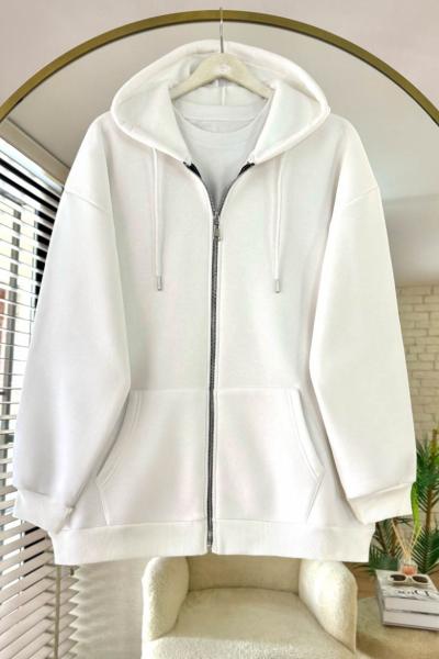 Oversize Fermuarlı Hırka