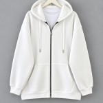 Oversize Fermuarlı Hırka Beyaz