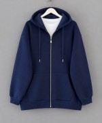 Oversize Fermuarlı Hırka Lacivert