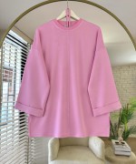 Bisiklet Yaka Yırtmaçlı Tunik Pembe