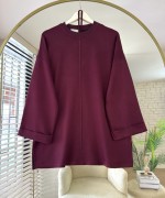 Bisiklet Yaka Yırtmaçlı Tunik Bordo