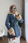 Kürk Detaylı Kot Ceket