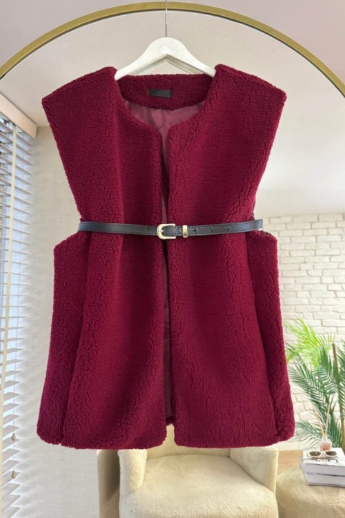 Welsoft Kemerli Yelek Bordo