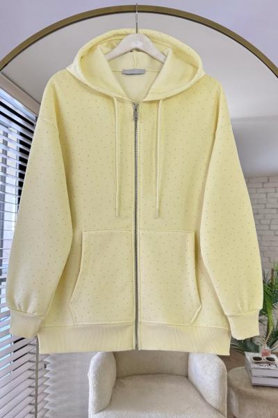 Taş Baskılı Üç İplik Hırka