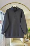 Yarım Fermuarlı Üç İplik Sweatshirt