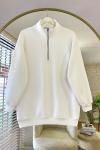 Yarım Fermuarlı Üç İplik Sweatshirt