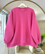 Bisiklet Yaka Oversize Sweatshirt Pembe