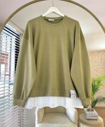 Eteği Piliseli Oversize Tunik Yeşil
