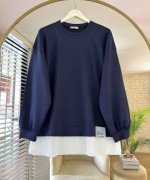 Eteği Piliseli Oversize Tunik Lacivert
