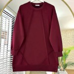 Düğme Detaylı Çımalı Tunik Bordo
