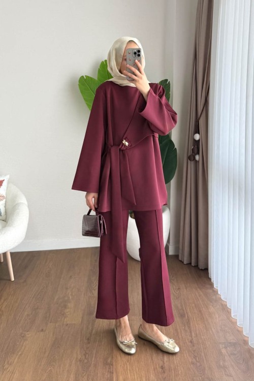 Çapraz Bağlamalı İkili Takım Bordo