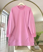 Düğme Detaylı Çımalı Tunik Pembe