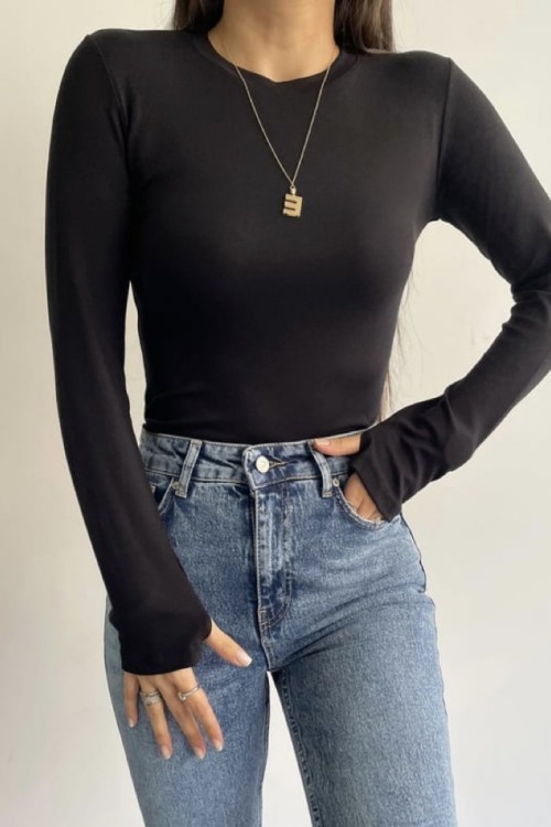Parmak Geçmeli Oysho Body  Siyah