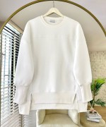 Önü Yırtmaçlı Parçalı Sweatshirt Ekru