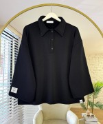 Polo Yaka Armalı Sweatshirt Siyah
