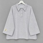 Polo Yaka Armalı Üç İplik Sweatshirt Gri Melanj
