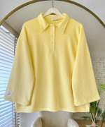 Polo Yaka Armalı Sweatshirt Sarı