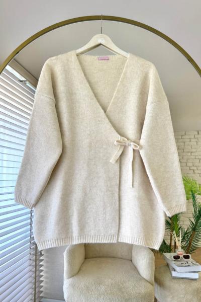 Yandan Bağlamalı Triko Hırka