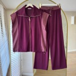 Paraşut Garnili Yelek-Pantolon Takım Bordo