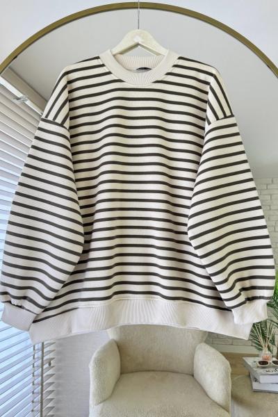 Çizgili Oversize Sweatshirt