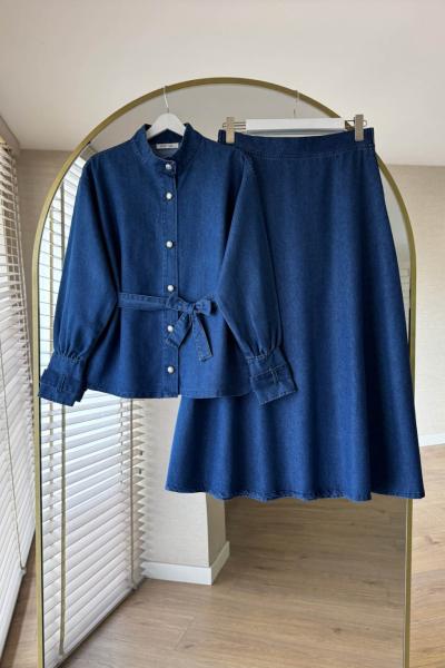 Lace Etekli Kot Takım Lacivert