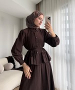 Begonya Etekli Takım Kahverengi