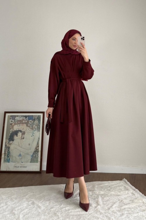 Pensli Double Elbise  Bordo