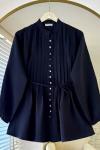 Brit Düğmeli Nervürlü Gömlek