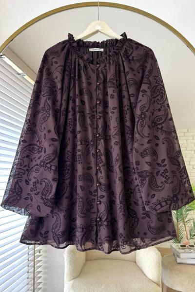 Şal Desen Floklu Gömlek