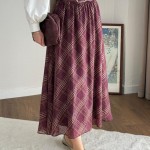Desenli Kemerli Şifon Etek Bordo