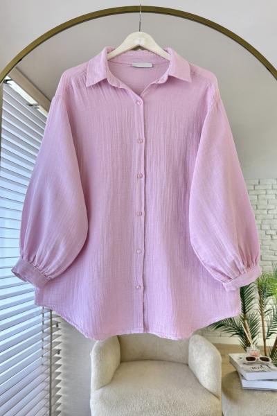 Oversize Müslim Gömlek Açık Pembe