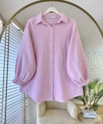 Oversize Müslim Gömlek Açık Pembe