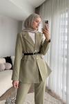 Kemerli Double Ceketli Takım