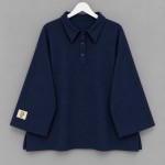 Polo Yaka Armalı Üç İplik Sweatshirt Lacivert
